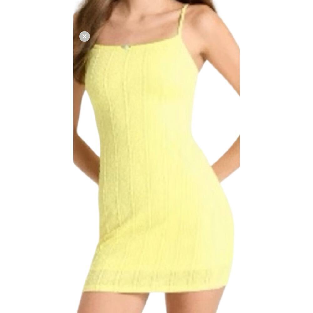 Lemon Pointelle lemon eyelet mini adjusting spaghetti strap lined by Wild Fable